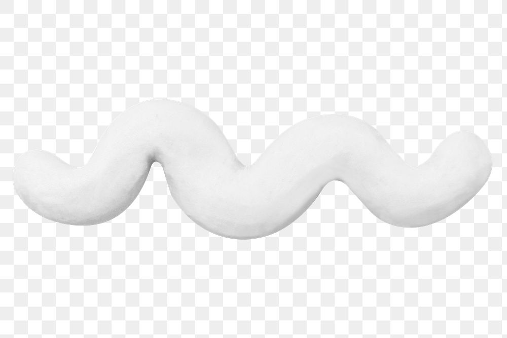 White squiggly PNG clay shape, transparent background