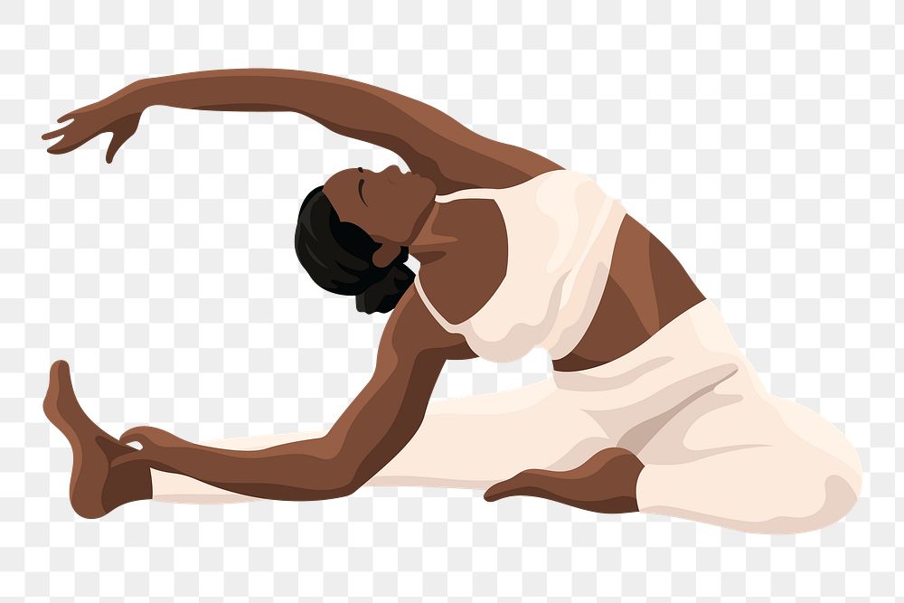 African american woman yoga png, transparent background