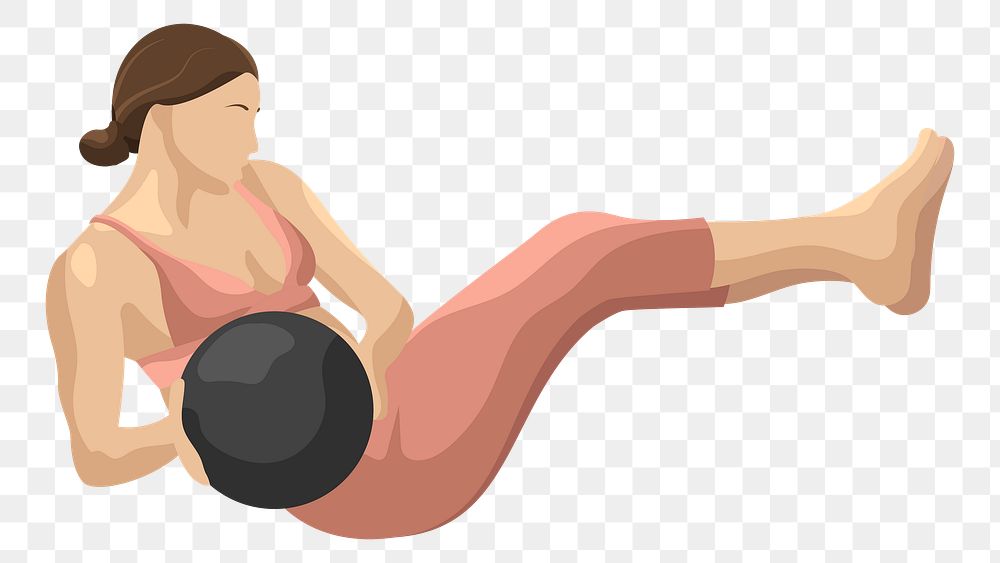 Woman weight ball lifting png, transparent background