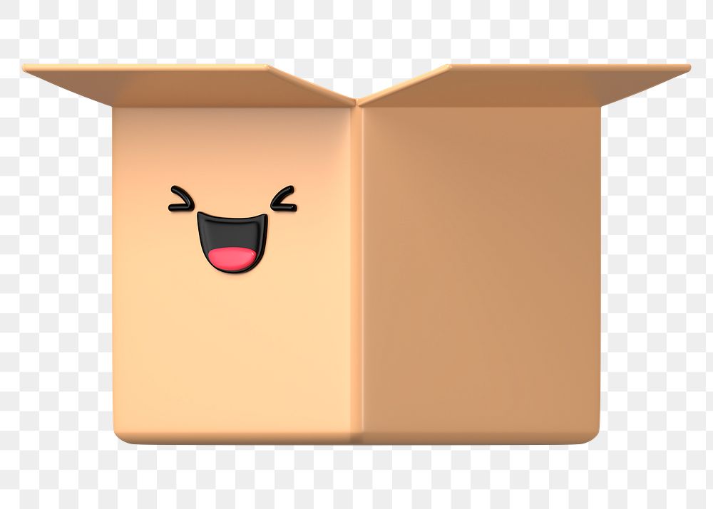 Happy box png 3D emoticon, transparent background