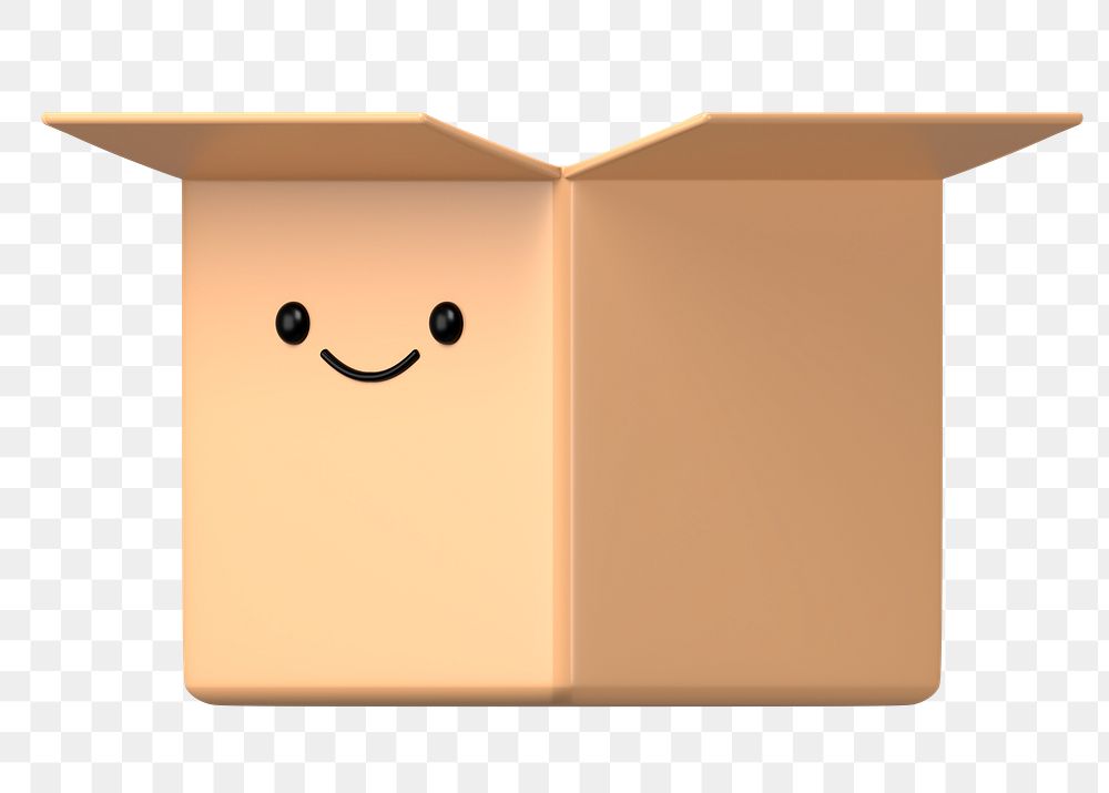 3D box png smiling face emoticon, transparent background