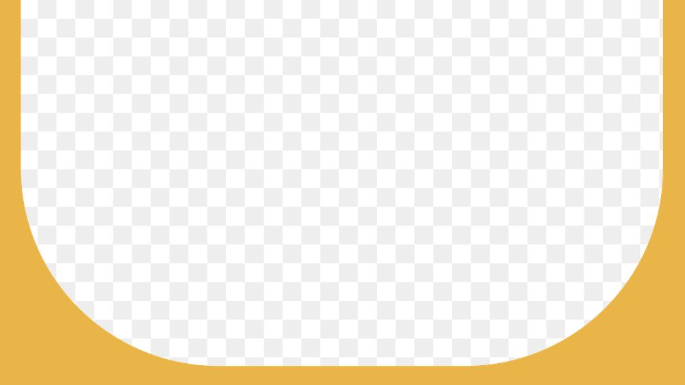 Yellow curve png border frame, transparent background