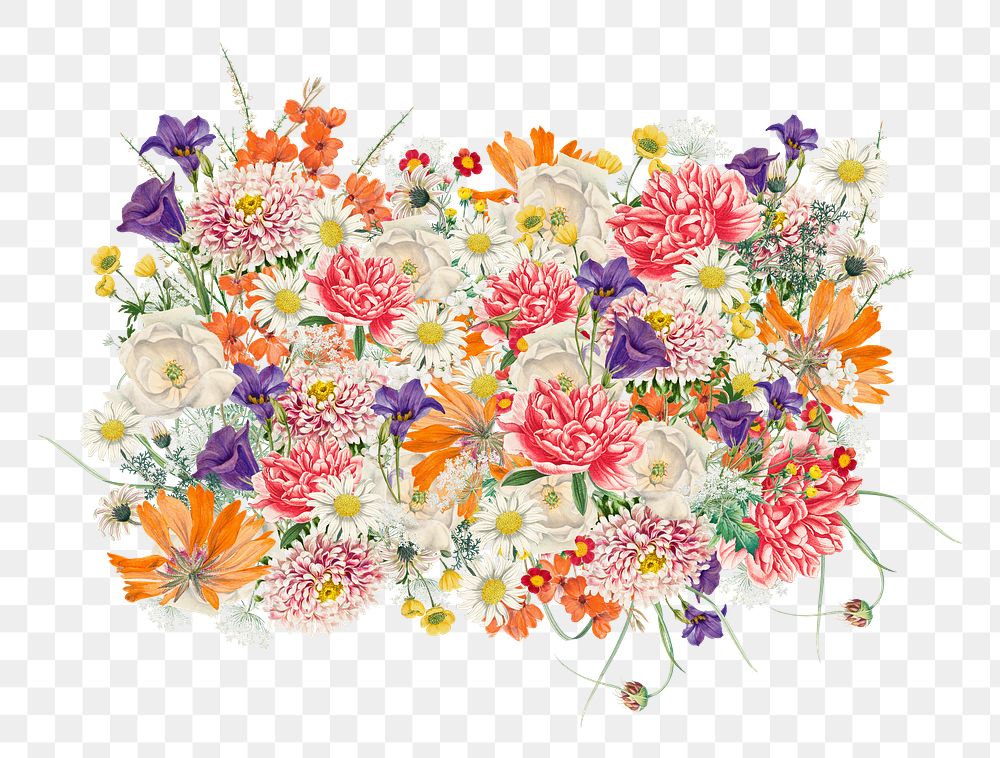Wedding flower bouquet png collage element, transparent background