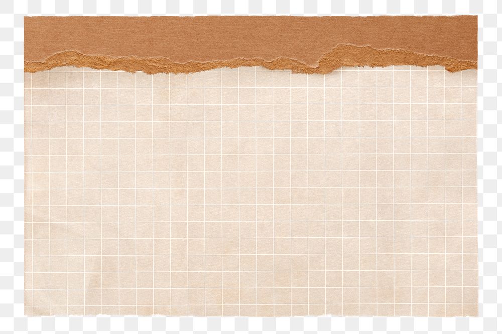 PNG Beige grid paper collage element, transparent background