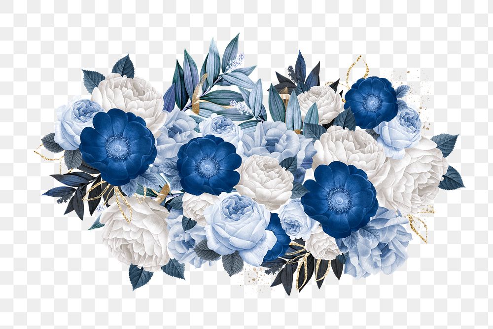 Winter aesthetic png flower collage element, transparent background