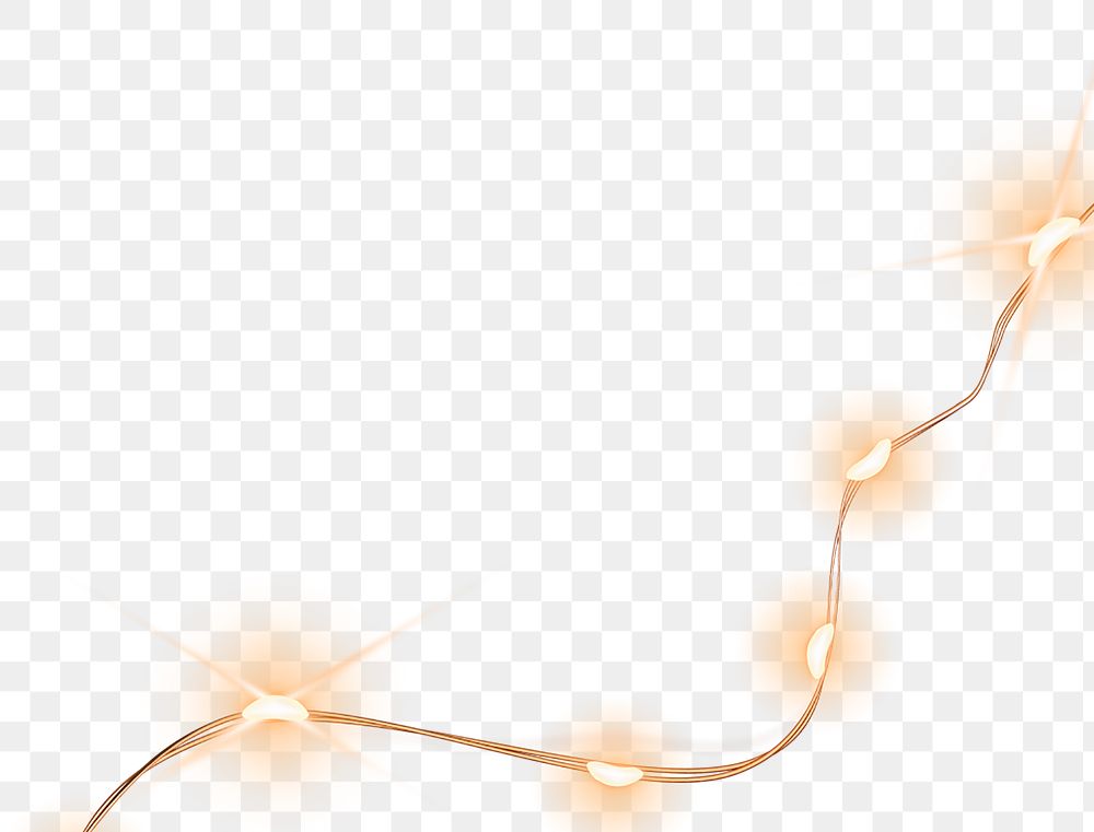 Orange string light png border, transparent background