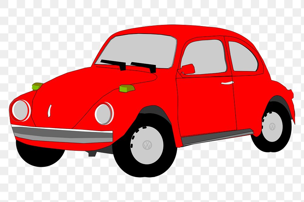 Red classic car png clipart illustration, transparent background. Free public domain CC0 image.