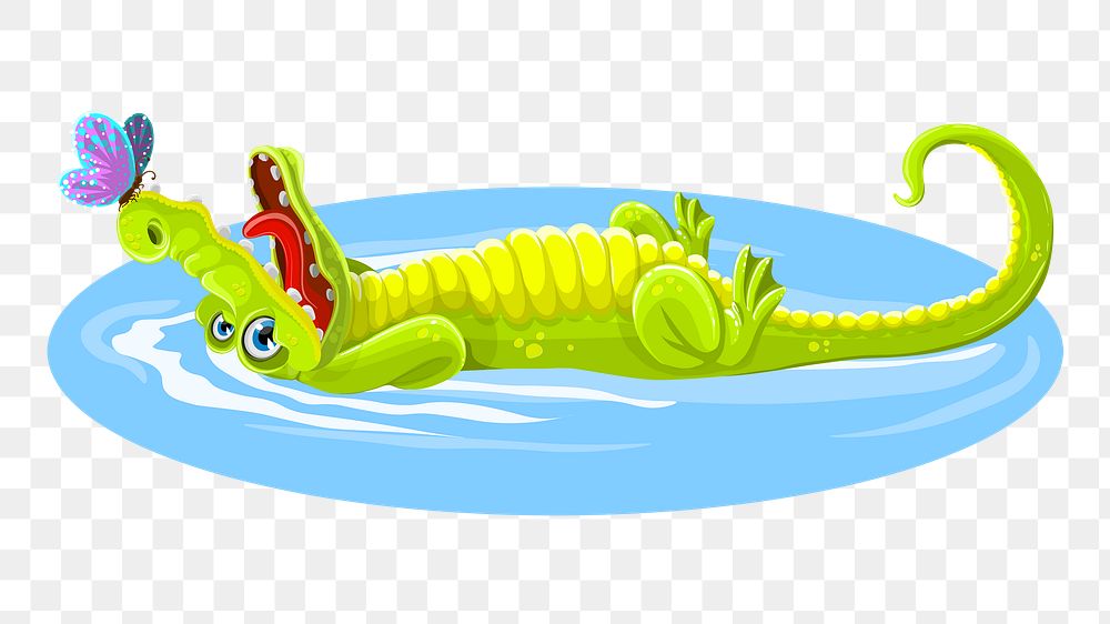 Happy crocodile png clipart illustration, transparent background. Free public domain CC0 image.