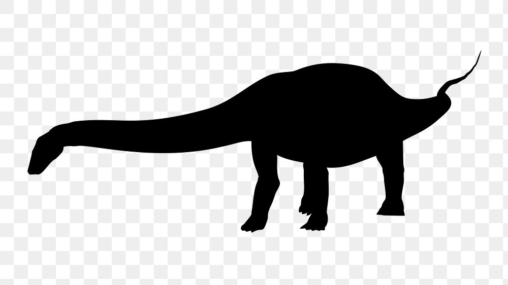 Diplodocus dinosaur silhouette png clipart illustration, transparent background. Free public domain CC0 image.