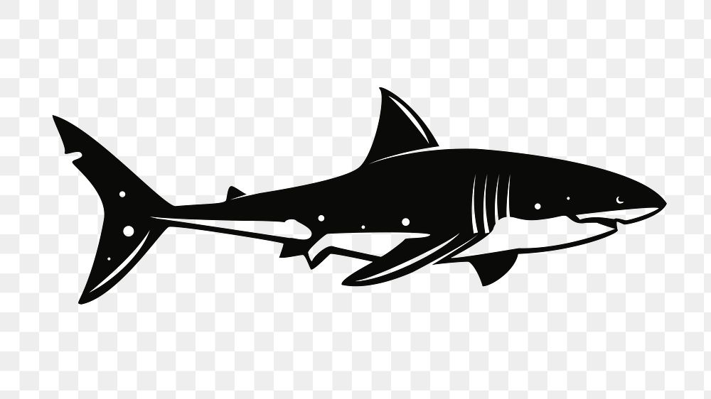 Shark vintage icon png clipart illustration, transparent background. Free public domain CC0 image.