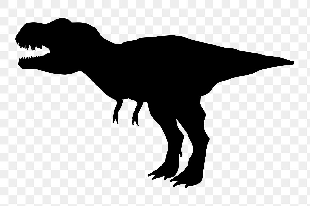 T-rex dinosaur silhouette png clipart illustration, transparent background. Free public domain CC0 image.
