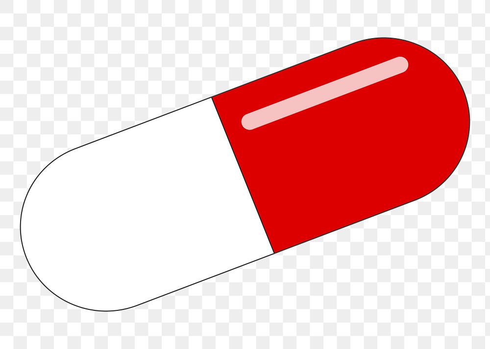 Medicine capsule png clipart, transparent background. Free public domain CC0 image.