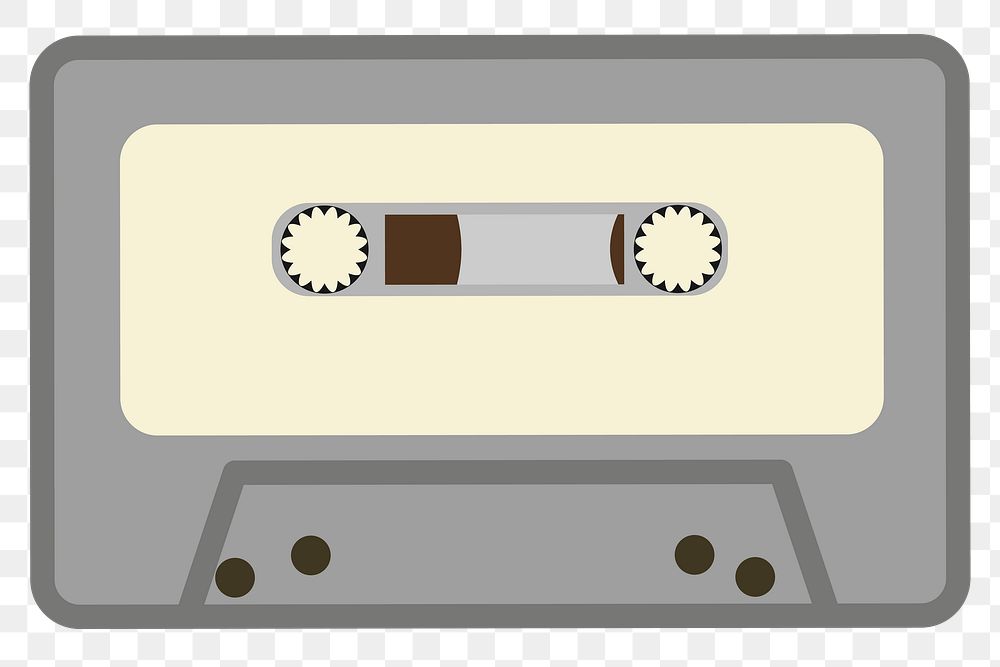 Cassette tape png clipart, transparent background. Free public domain CC0 image.