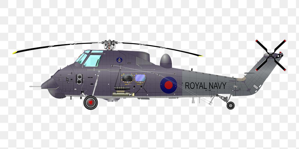 Military helicopter png clipart, transparent background. Free public domain CC0 image.