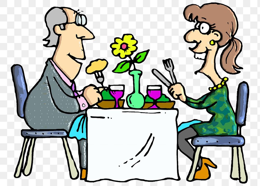 Dating dinner  png clipart illustration, transparent background. Free public domain CC0 image.
