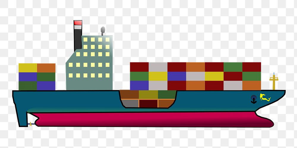 Cargo ship png sticker, transparent background. Free public domain CC0 image.