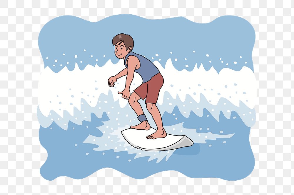Surfing man png sticker, transparent background. Free public domain CC0 image.