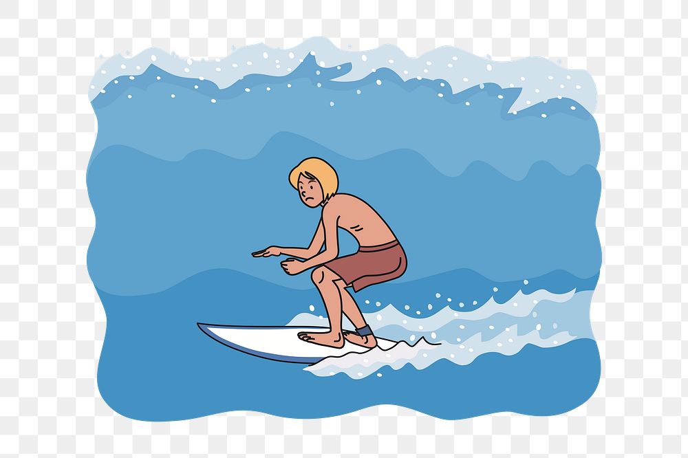 Surfer png sticker, transparent background. Free public domain CC0 image.