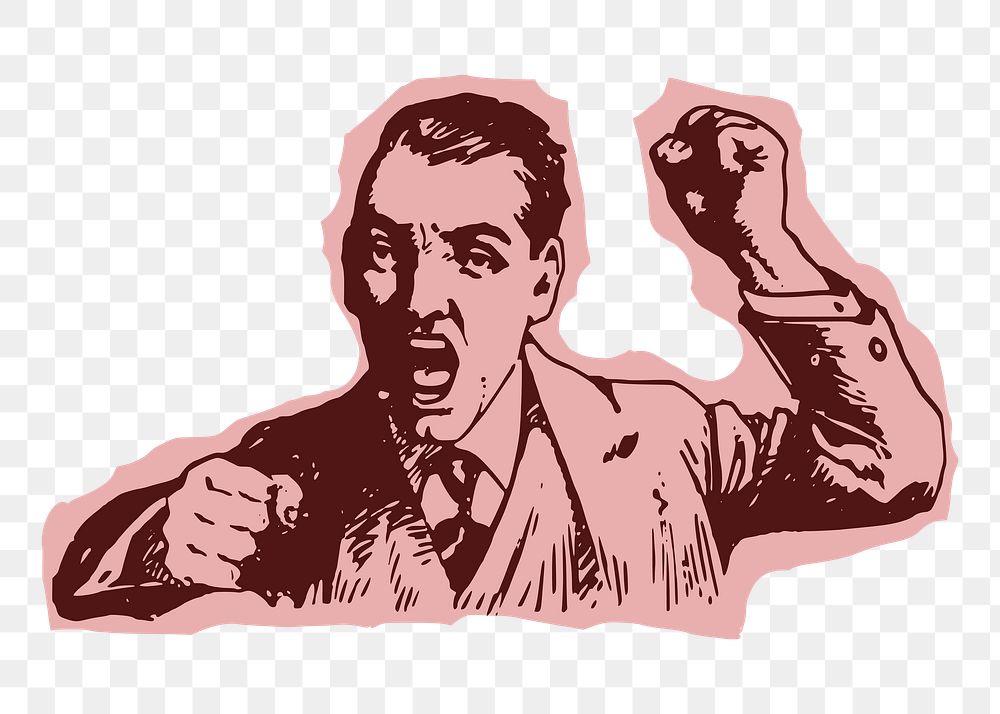 Angry man png sticker, transparent background. Free public domain CC0 image.
