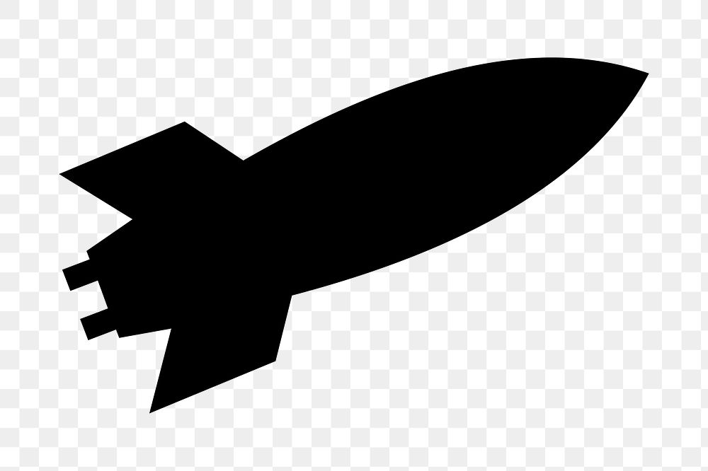 Silhouette rocket  png clipart illustration, transparent background. Free public domain CC0 image.