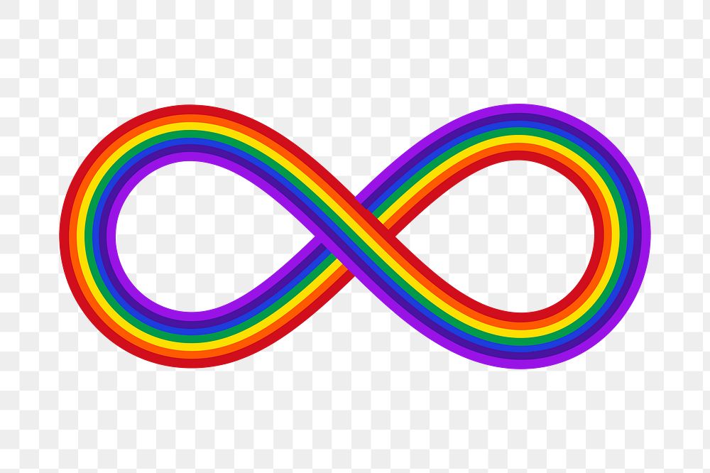 Rainbow infinity sign  png clipart illustration, transparent background. Free public domain CC0 image.
