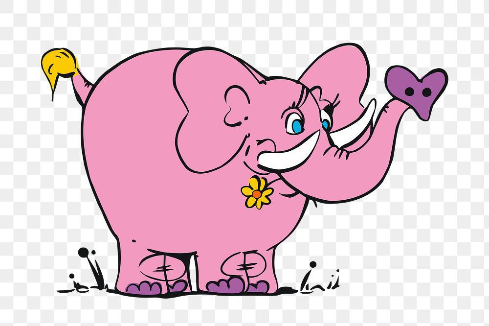 Pink elephant png illustration, transparent background. Free public domain CC0 image.