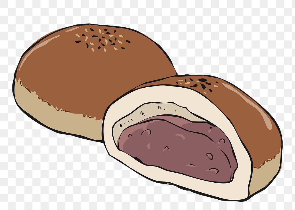 Bean bread png sticker, transparent background. Free public domain CC0 image.