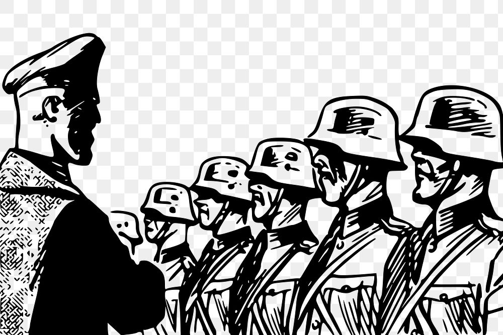General arranging soldiers in rows png illustration, transparent background. Free public domain CC0 image.