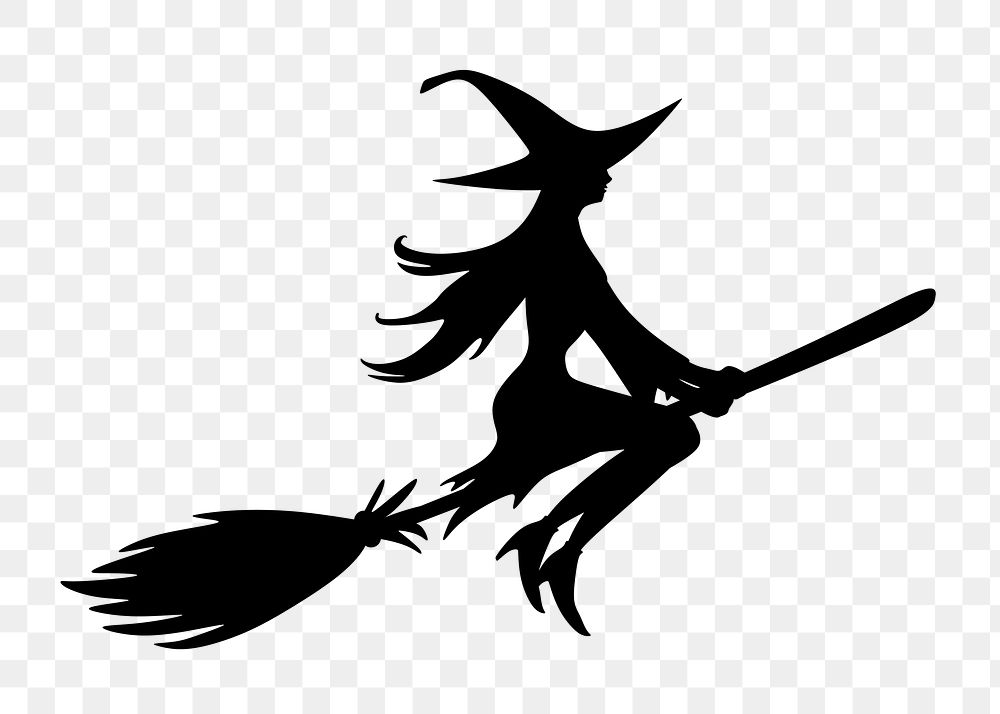 Png witch flying clipart, transparent background. Free public domain CC0 image.