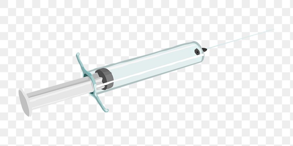 Png syringe injection clipart, transparent background. Free public domain CC0 image.