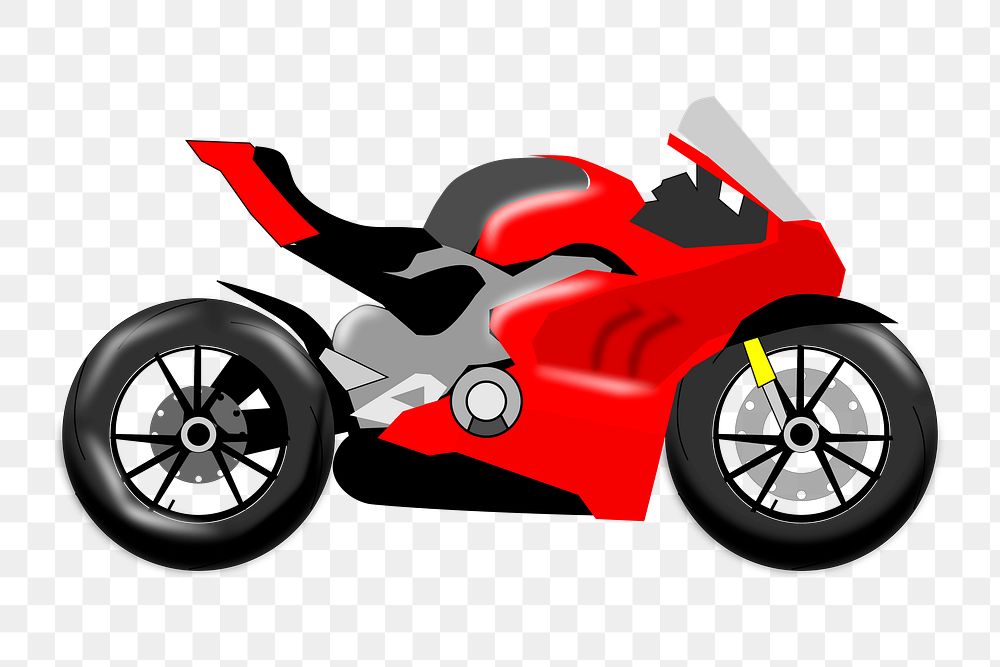 Png red motorcycle clipart, transparent background. Free public domain CC0 image.