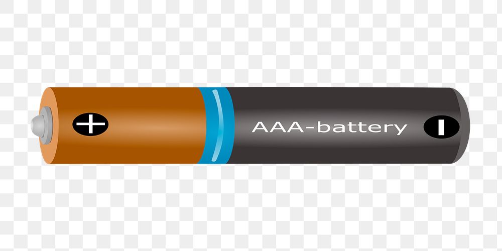 Png AAA battery clipart, transparent background. Free public domain CC0 image.