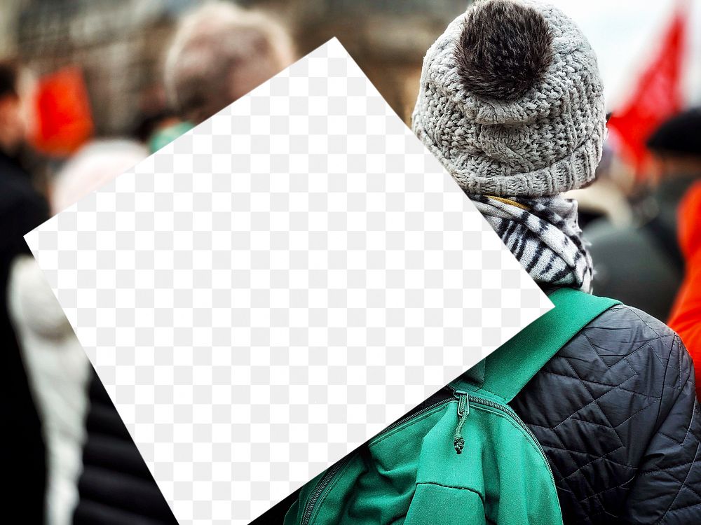 Protest sign png mockup, editable transparent design