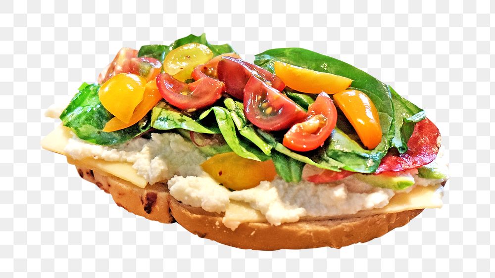 Vegetable cheese toast png, transparent background