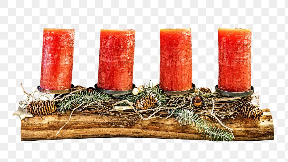 Png christmas candle, isolated image, transparent background