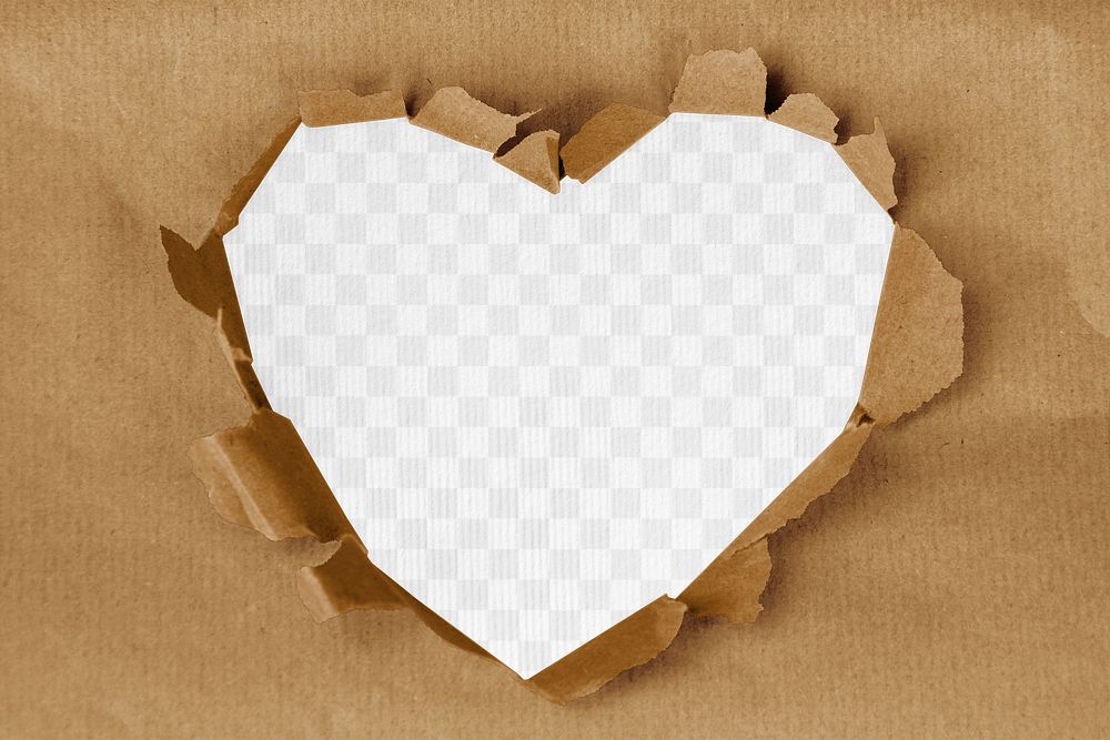 Heart torn paper hole png mockup, transparent design