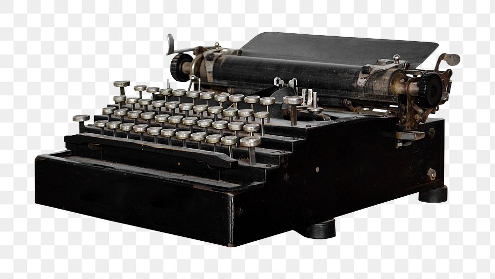 Vintage typewriter png collage element, transparent background