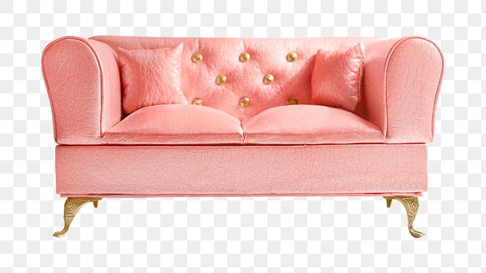 Pink sofa png collage element, transparent background