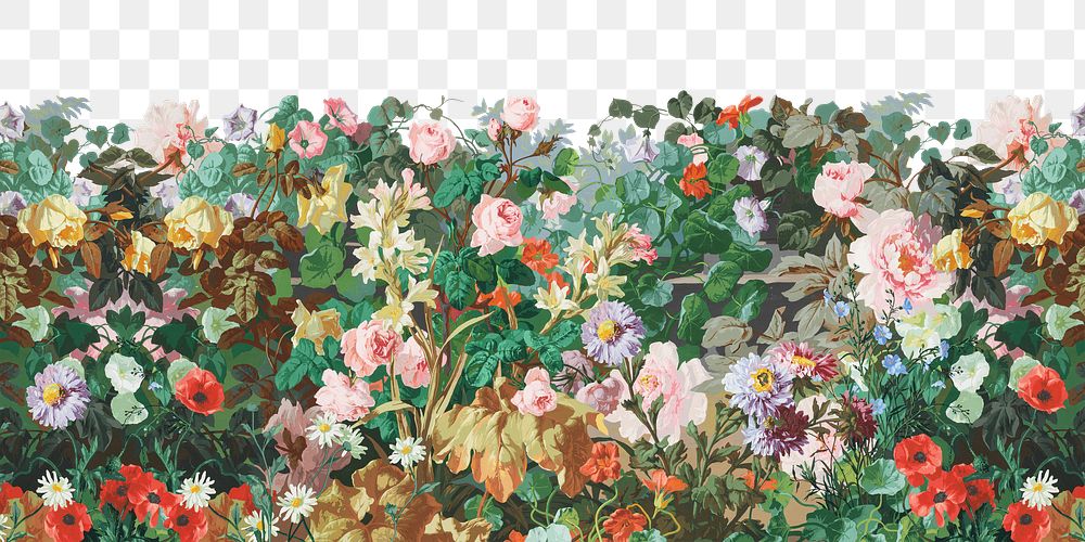 PNG Vintage flower garden border transparent background. Remixed by rawpixel.