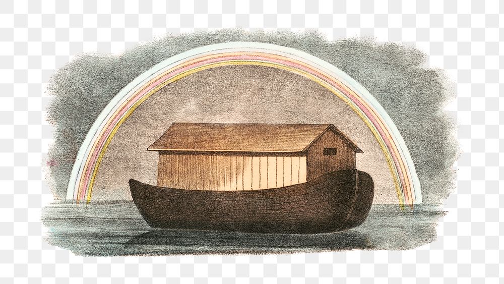 PNG noah's ark, vintage illustration, transparent background. Remixed by rawpixel.