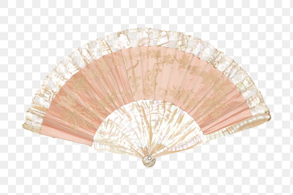 PNG Pink hand fan, vintage object illustration, transparent background.  Remixed by rawpixel. 