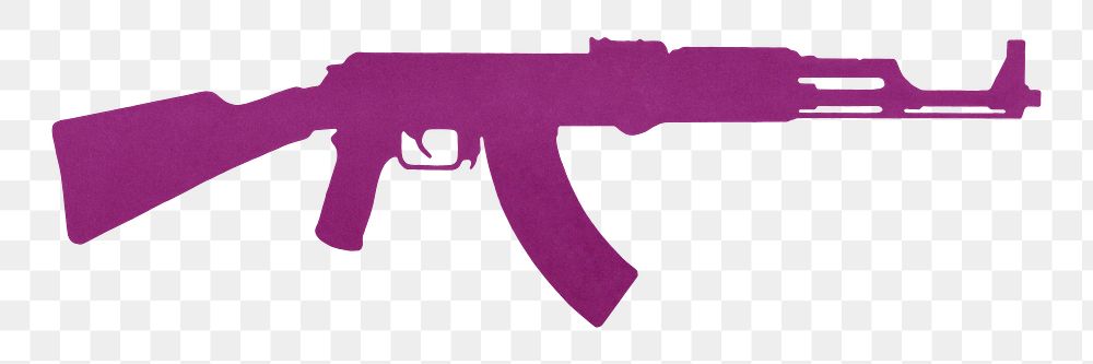 PNG Purple rifle gun silhouette, transparent background.  Remixed by rawpixel. 