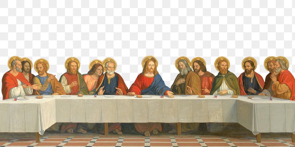 PNG The Last Supper border, vintage illustration by H. Siddons Mowbray, transparent background.  Remixed by rawpixel. 