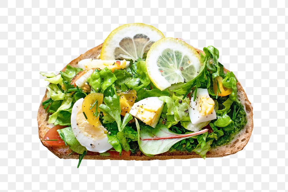 Open faced sandwich png, healthy food, transparent background