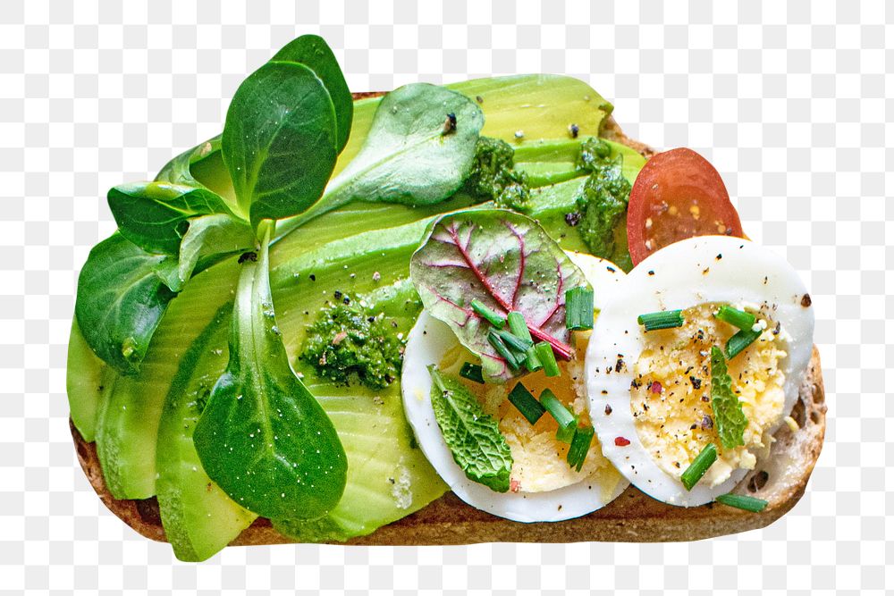 Open faced sandwich png, healthy food, transparent background