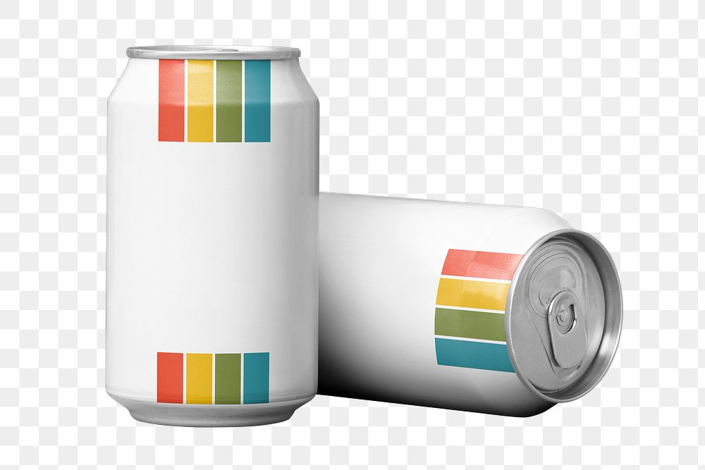 Soda cans png floral business branding, transparent background