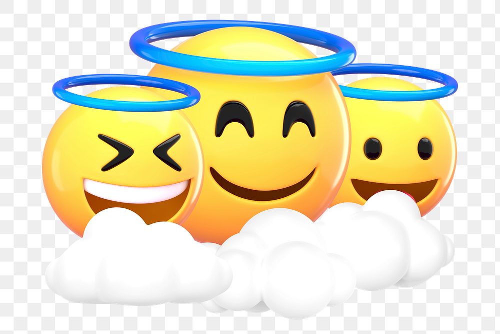 PNG 3D angel emoticon sticker, transparent background