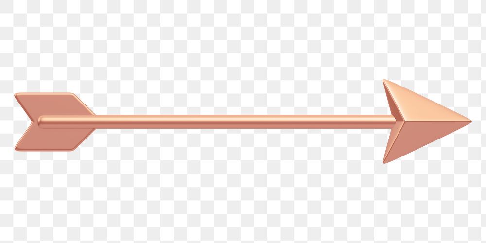 Rose gold arrow png 3D element, transparent background