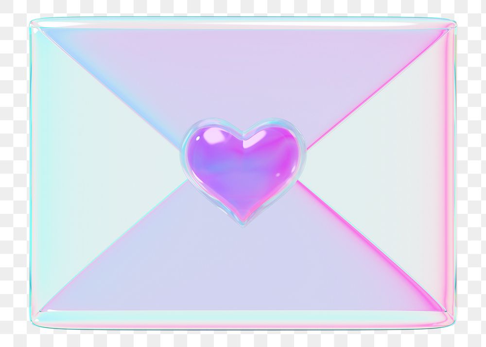 Iridescent love letter png, 3D Valentine's illustration, transparent background