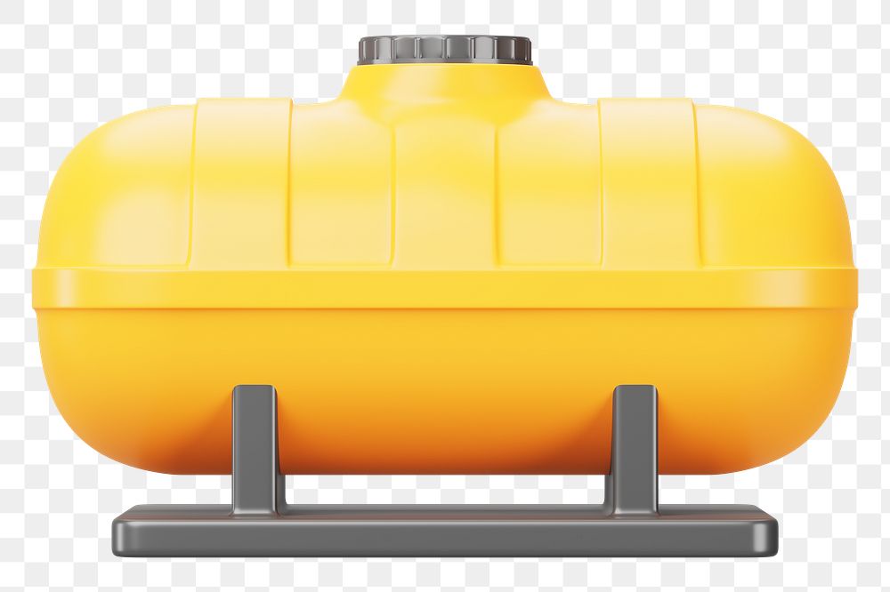 PNG 3D yellow water tank, element illustration, transparent background